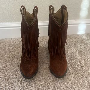 Shyanne - Fringe Brown Cowboy Boots - Size 1